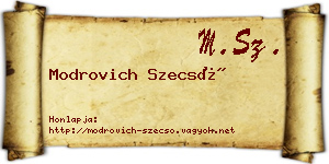 Modrovich Szecső névjegykártya